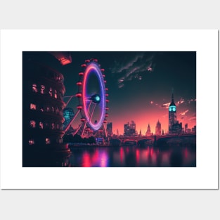 London eye Cyberpunk style Posters and Art